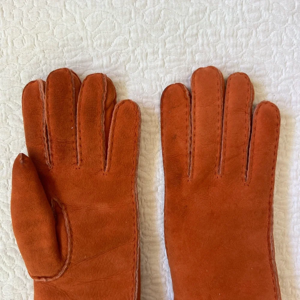 UGG Australia orange leather gloves
